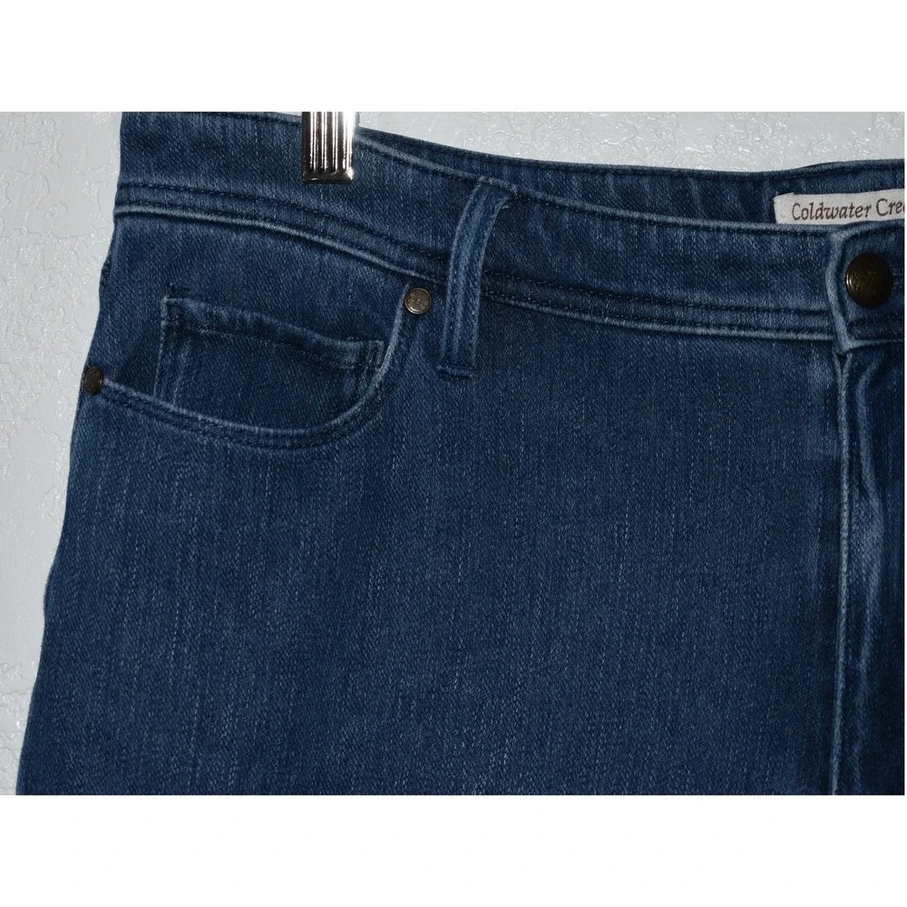Coldwater Creek 14 Natural Fit Crop Jeans Stretch Blue Denim Capri Pant 5-Pocket